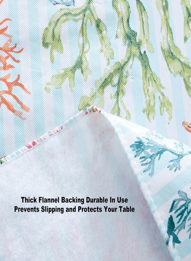 Newbridge Vinyl Rectangle Tablecloth with Flannel Backing, 52 x 70 Inch, Neponsit Sea Life, Waterproof, Soil Resistant Dining Room, Party and Banquet Table Cover, Starfish, Seahorses and Coral, Blue - Image 4