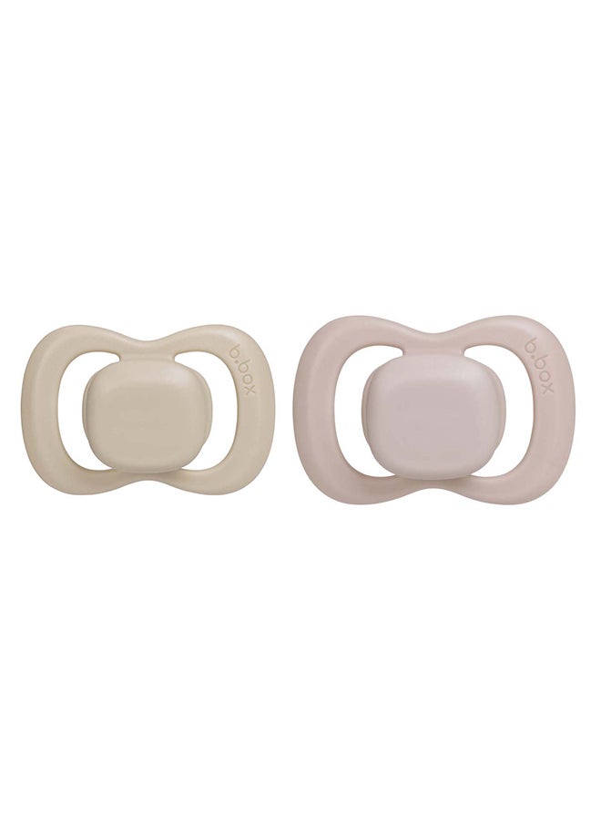 b.box - Designer Pacifier Silicone Size 1, 0 - 6 M, 2 Pieces, Blush/Latte - Image 1