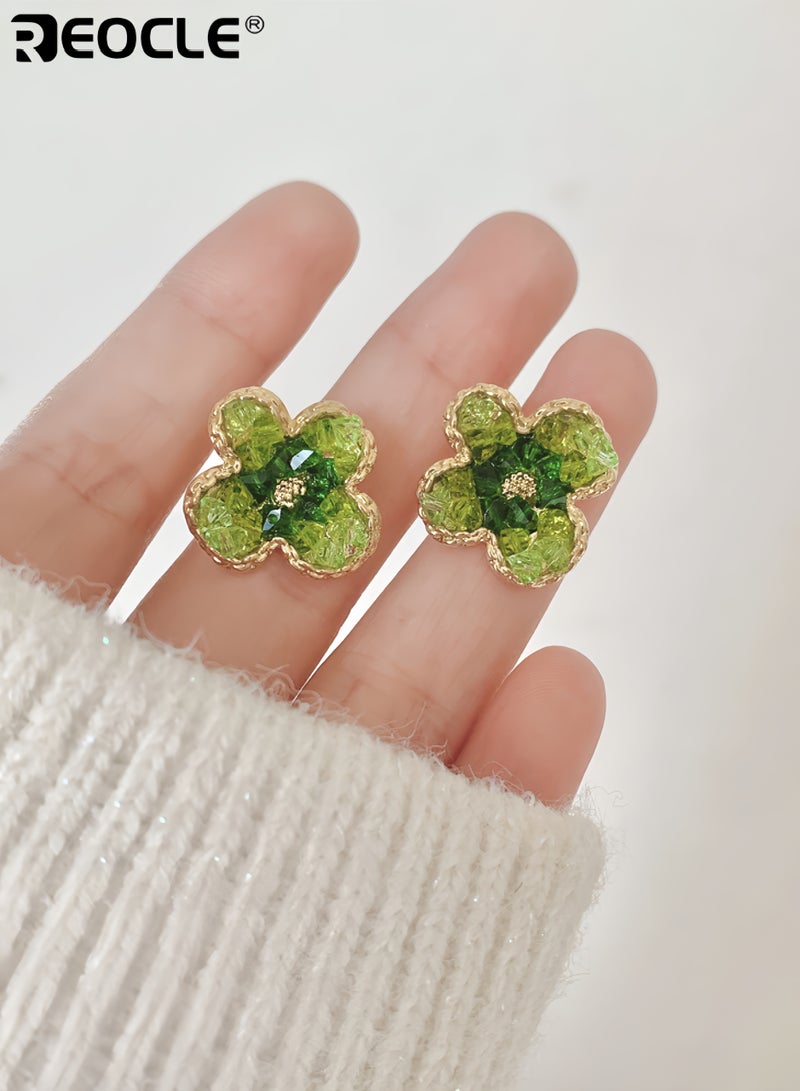 ريوكل أقراط الكاميليا النسائية مع لمسة من الكريستال وتصميم زهري، مجوهرات أزياء أنيقة بتشطيب متميز للاستخدام اليومي - Image 4