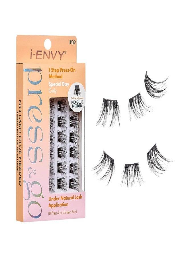 i.Envy i-ENVY Press&Go Self-Adhesive Eyelashes, No Glue Needed False Eyelash Clusters, Easy Application 1 Step Press-On Lashes, No Damage or Residue (Special Day Curly) - Image 1