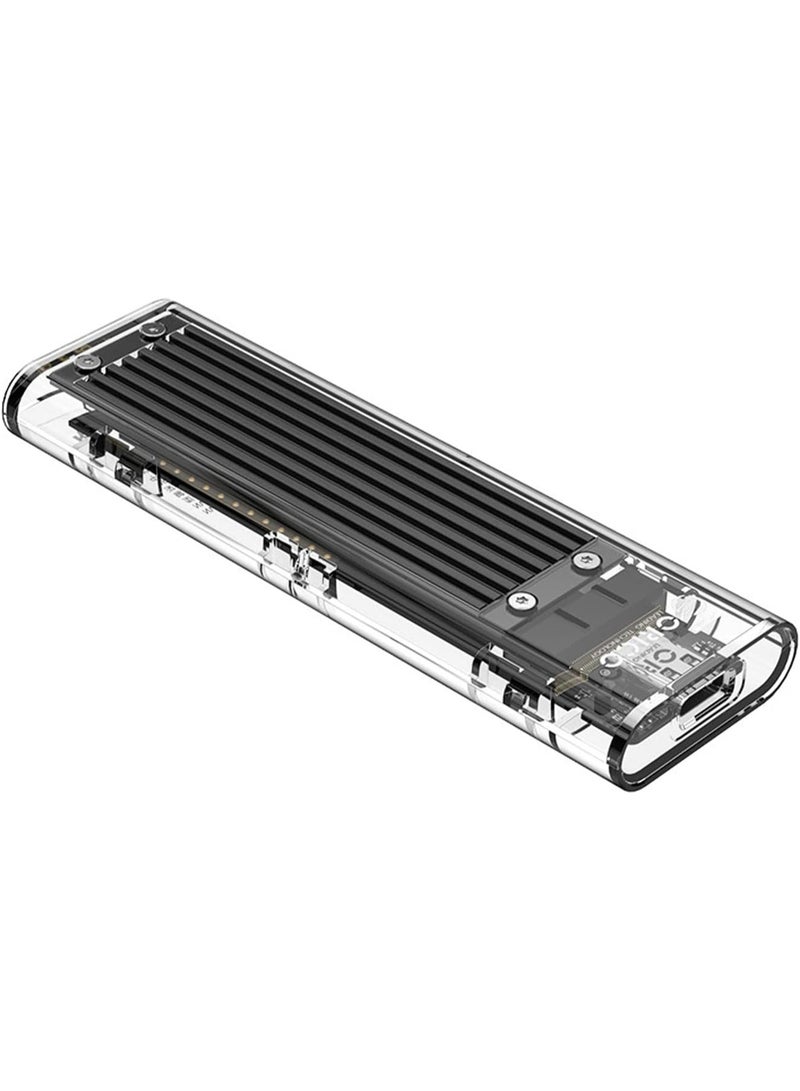 Transparent M.2 SSD storage enclosure with RGB lighting and USB-C 3.1 Gen 2 connector – easy to install, supports 2230/2240/2280 drives, fast 10Gbps data transfer