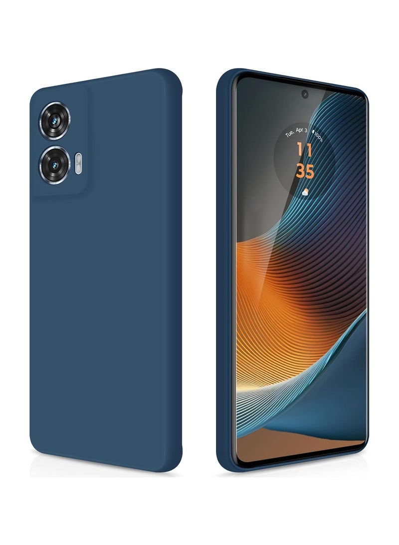 Silicone Case Compatible with Motorola Edge 50 Fusion, Silky Full Body Case, 360 Degree Camera Protection, Shockproof Protective Cover with Microfiber Lining Blue - Image 1