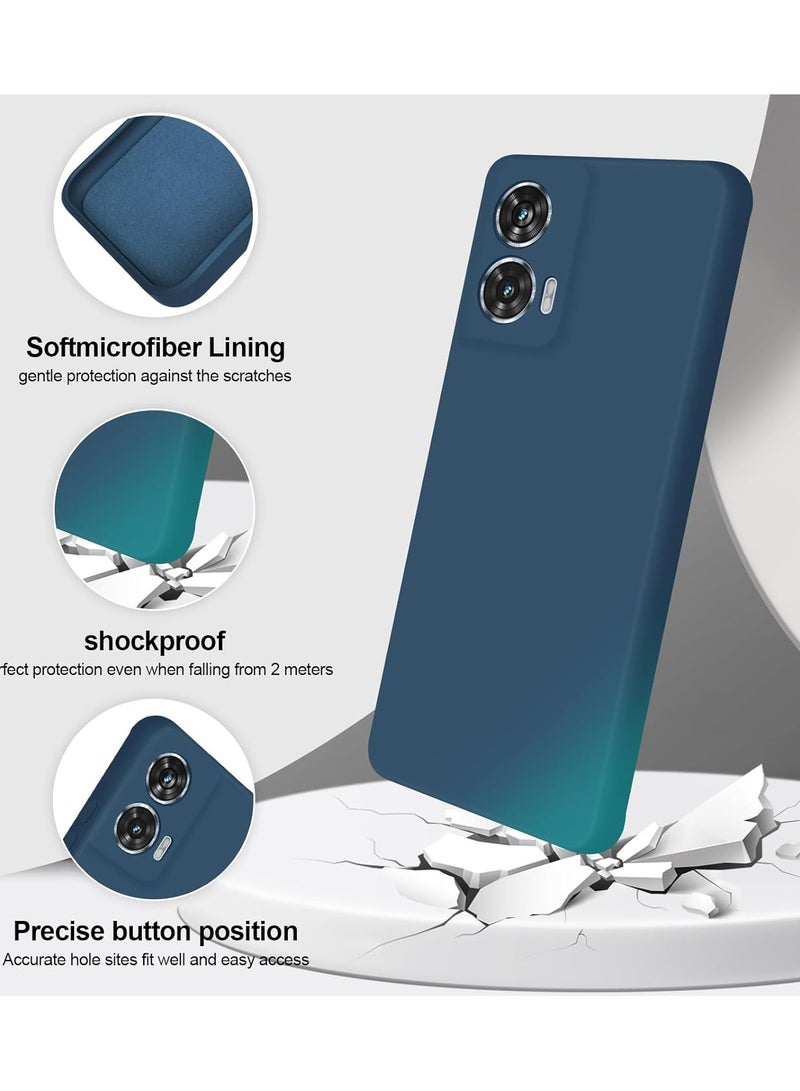 Silicone Case Compatible with Motorola Edge 50 Fusion, Silky Full Body Case, 360 Degree Camera Protection, Shockproof Protective Cover with Microfiber Lining Blue - Image 2