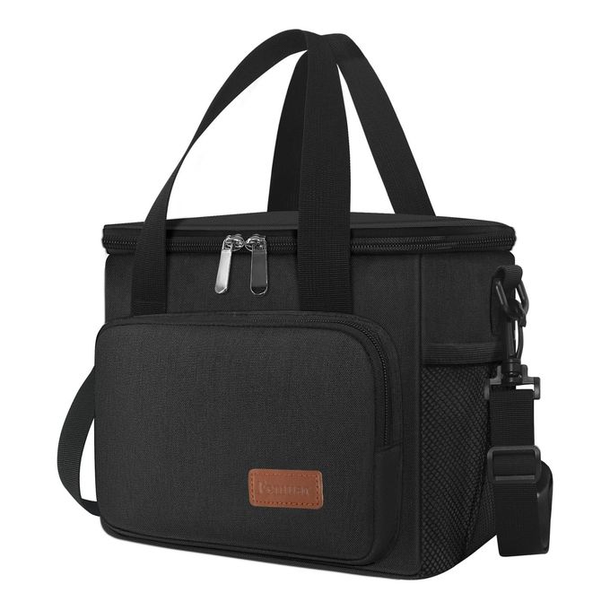 Femuar Reusable Lunch Box for Men/Women Insulated Lunch Bag Leakproof Lunchbox for Work Office Picnic Beach Freezable Lunch Cooler Bag with Adjustable Shoulder Strap Black - Image 4