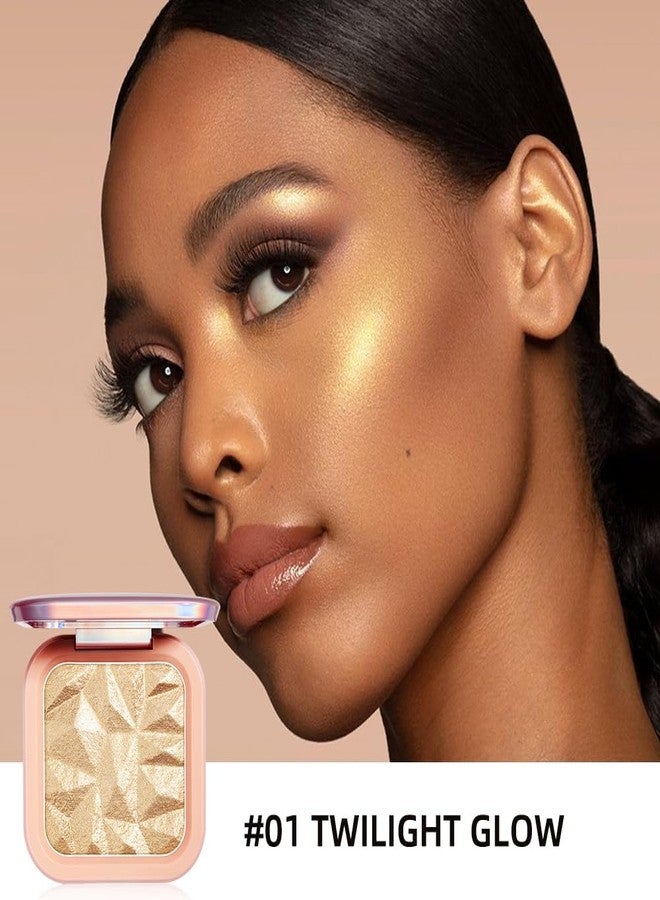 ELLESY ELESSY Highlighter Makeup Palette Face Highlighter Palette Long Lasting Face illuminator Makeup Palette Shimmer Highlighter Powder Suit All Skin Tones-TWILIGHT GLOW - Image 4