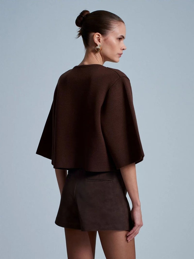 DILVIN Crop Jacquard Button Cardigan - Image 3