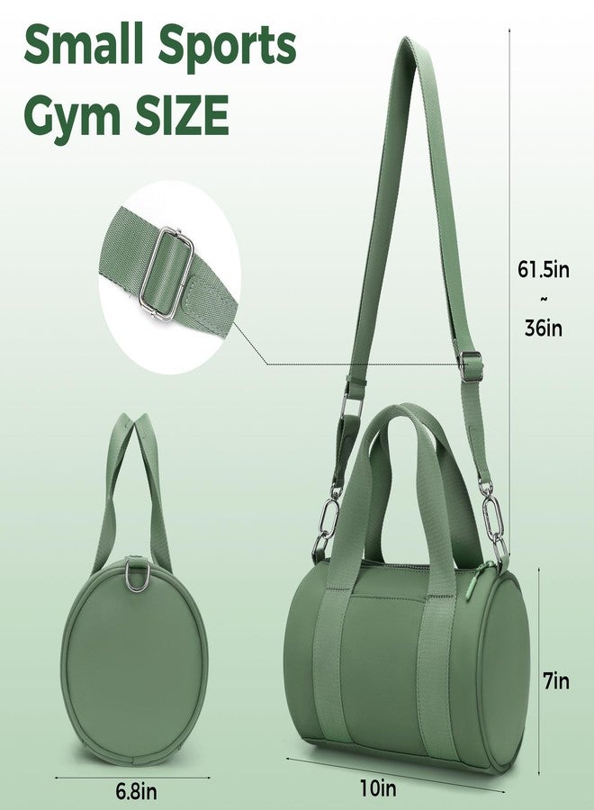 FODOKO mini Gym Bag for Women, barrel purse,Crossbody Duffel Bags Handbag from Gym to Travel., Green, Small, Athletic - Image 3