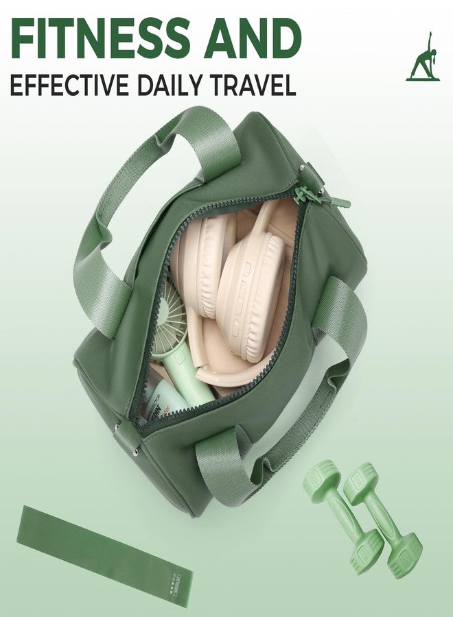 FODOKO mini Gym Bag for Women, barrel purse,Crossbody Duffel Bags Handbag from Gym to Travel., Green, Small, Athletic - Image 4