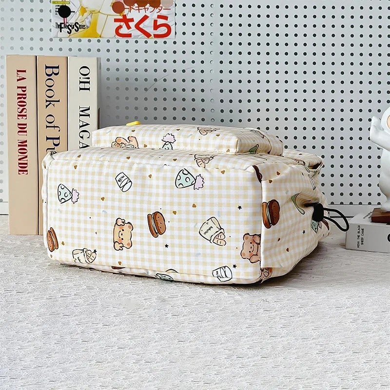 Bluejw High Quality Cartoon Checkered Backpack Large Capacity Campus Multifunctional Storage Bag Fashionable and Casual School Backpack - Image 5