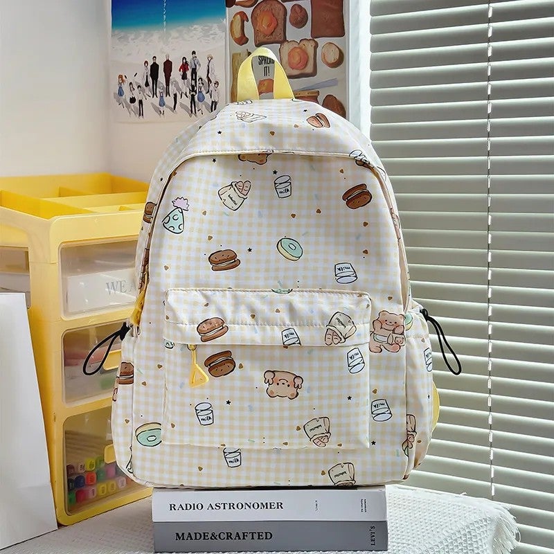 Bluejw High Quality Cartoon Checkered Backpack Large Capacity Campus Multifunctional Storage Bag Fashionable and Casual School Backpack - Image 2