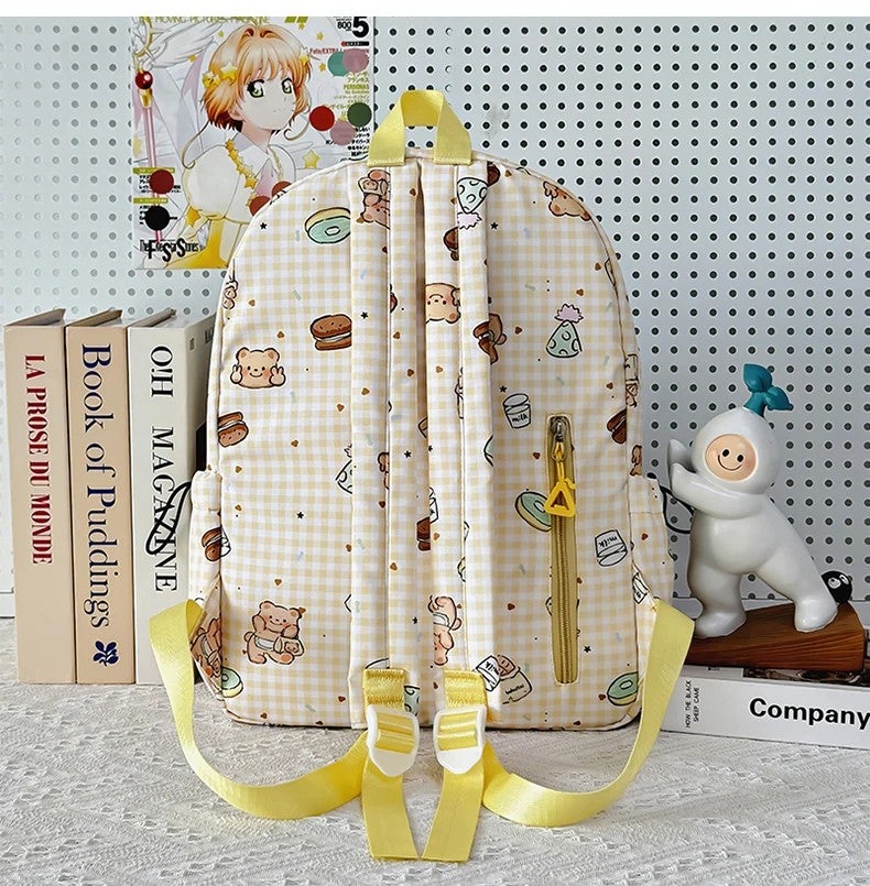 Bluejw High Quality Cartoon Checkered Backpack Large Capacity Campus Multifunctional Storage Bag Fashionable and Casual School Backpack - Image 4