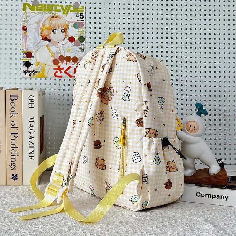 Bluejw High Quality Cartoon Checkered Backpack Large Capacity Campus Multifunctional Storage Bag Fashionable and Casual School Backpack - Image 3