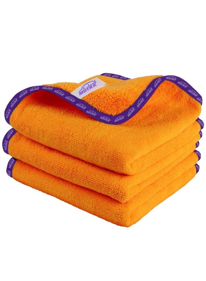 MOTRK Microfiber Cleaning Towels, Dual-Sided Car Washing,Microfiber Car Cleaning Towel Cloth, Drying Towel from No Streaks, Scratches, or Spots, Quick Effortless Dry Car cleaning towels Soft towels for cars (Pack 3) - Image 1