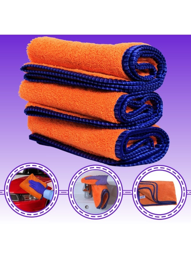MOTRK Microfiber Cleaning Towels, Dual-Sided Car Washing,Microfiber Car Cleaning Towel Cloth, Drying Towel from No Streaks, Scratches, or Spots, Quick Effortless Dry Car cleaning towels Soft towels for cars (Pack 3) - Image 4