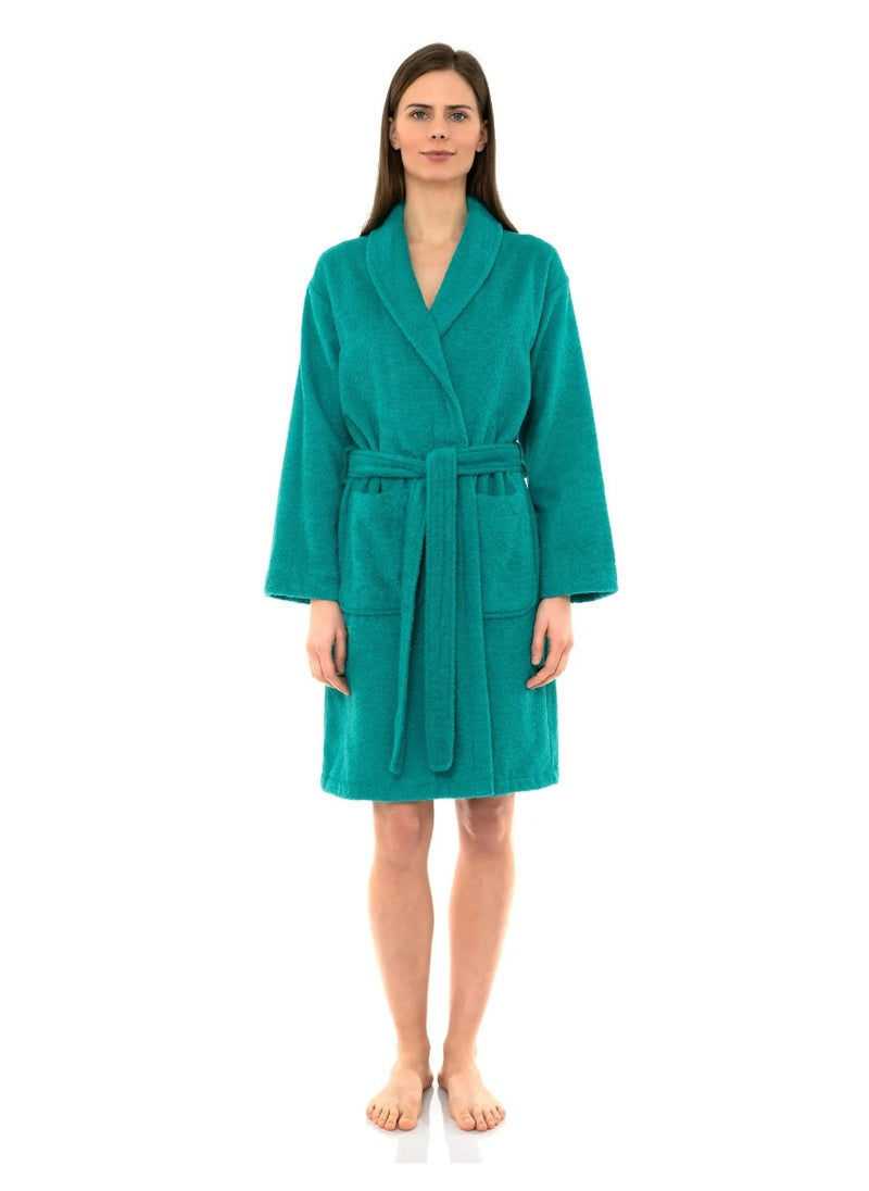 Blueberry Peacock Green Colour Luxury Suite Terry Bath Robe XL Size  - Image 1