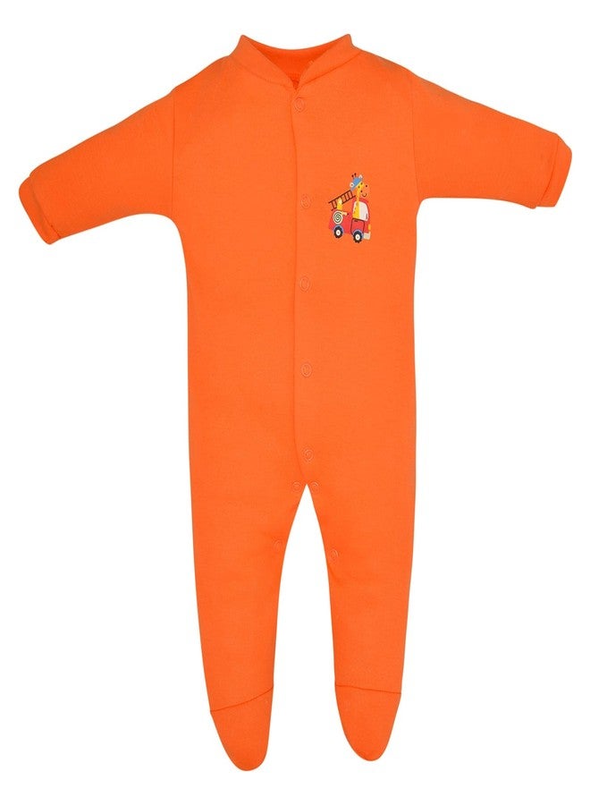 Magic Town® 100% Hosiery Cotton Unisex Romper for Kids and Infants Set of 3 (Orange) (6-9 Months) - Image 4