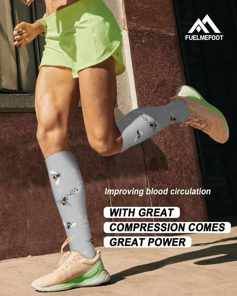 FuelMeFoot 6 Pairs Compression Socks for Women & Men 15-20mmHg Graduated Support Knee High Socks for Nurses, Travel, Athletic - Image 2