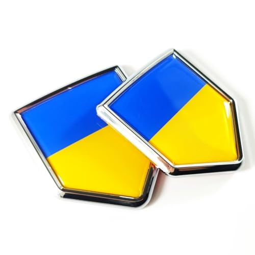 Newperlite Ukraine Flag Decal Sticker Car Emblem Ukrainian Flag Car Decoration Accessories Chrome Shield for Truck Vehicles Cars, 2 Pack - Image 1