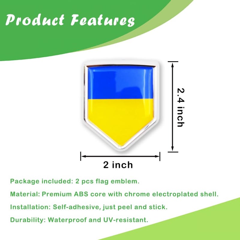 Newperlite Ukraine Flag Decal Sticker Car Emblem Ukrainian Flag Car Decoration Accessories Chrome Shield for Truck Vehicles Cars, 2 Pack - Image 2