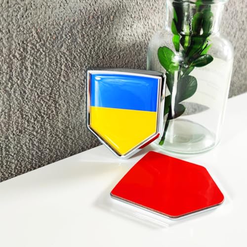 Newperlite Ukraine Flag Decal Sticker Car Emblem Ukrainian Flag Car Decoration Accessories Chrome Shield for Truck Vehicles Cars, 2 Pack - Image 3
