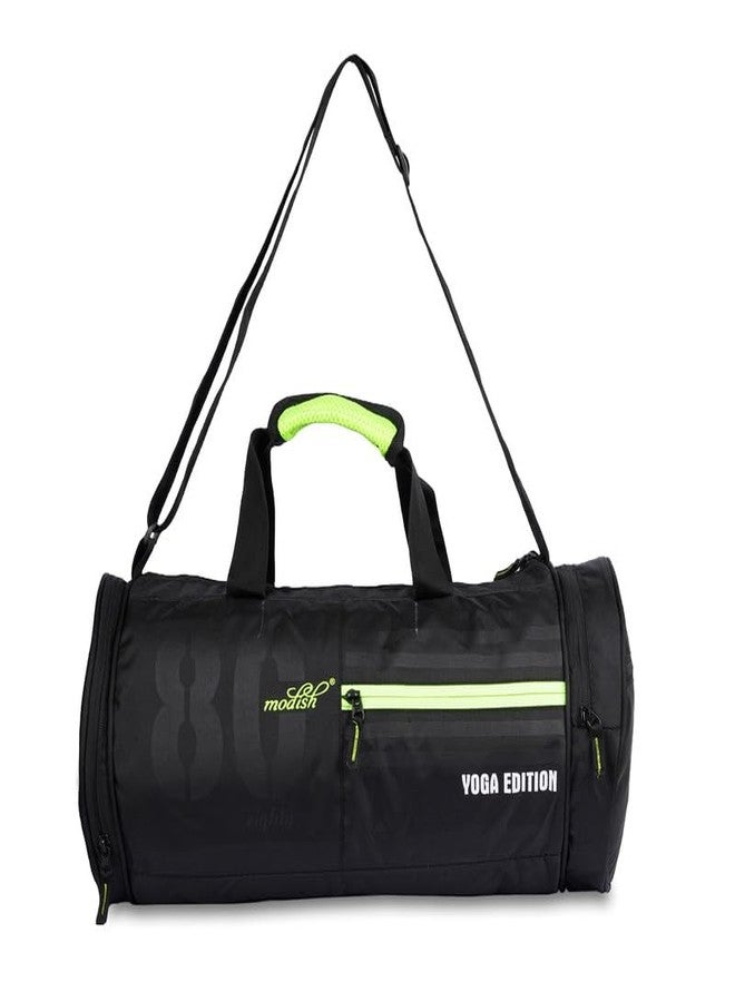 MODISH Polyester Gym Bag with Separate Shoe Compartment - Stylish Trendy Duffle/Shoulder Bag for Men & Women - Black Color - Image 1
