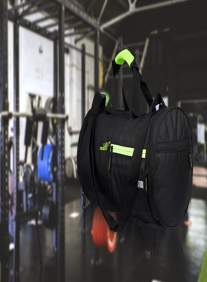 MODISH Polyester Gym Bag with Separate Shoe Compartment - Stylish Trendy Duffle/Shoulder Bag for Men & Women - Black Color - Image 4
