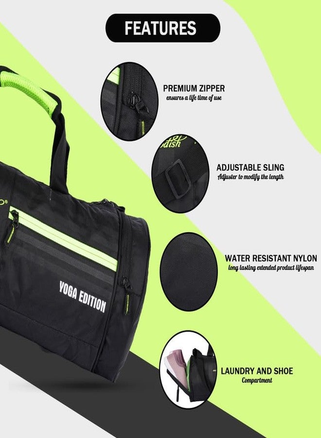 MODISH Polyester Gym Bag with Separate Shoe Compartment - Stylish Trendy Duffle/Shoulder Bag for Men & Women - Black Color - Image 5