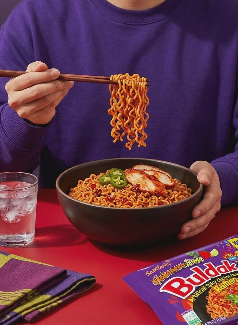 Samyang Buldak Habanero Lime Hot Chicken Ramen - 135g - Pack of 2 - Image 2