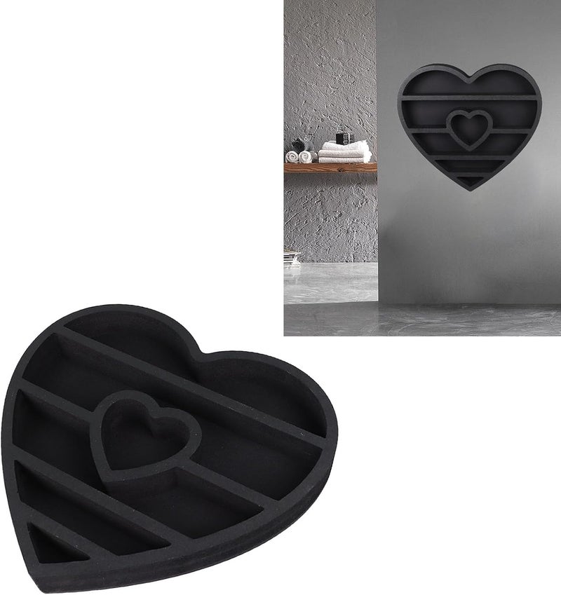 Fdit Wooden Crystal Display Shelf, Heart Shape Wall Floating Display Shelf Multipurpose Decorative for Home Wall Decoration - Image 3