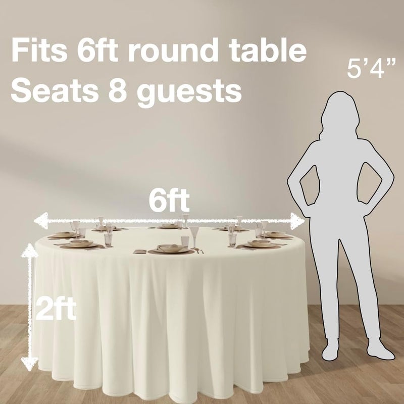 Urby Round Tablecloth for 1.5–1.8 m Round Folding Table for 6–8 Guests, for Table with 6 Chairs, 304.8 cm, Ivory, Ideal for Party, Wedding, Banquet and Events - Image 2