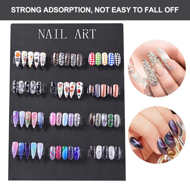 klarako Nail Art Display Stand, Gel Polish Card Fake Nail Tips Stand Nails Art Showing Holder Nail Color Display Holder Manicure Tool Nail Polish Tips Display Stand Rack Holder Color Chart for Nails(Black) - Image 2