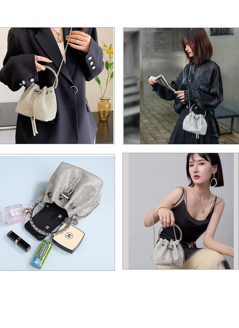 Generic - Elegant Rhinestone Crossbody Bag for Women, Crystal Evening Handbag for Weddings, Prom, and Parties, Stylish Silver Purse for Special Occasions - Image 1