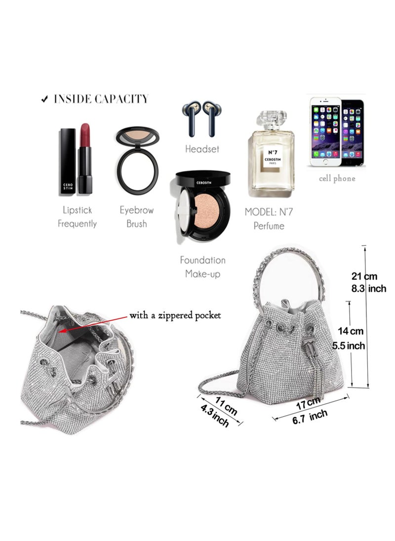 Generic - Elegant Rhinestone Crossbody Bag for Women, Crystal Evening Handbag for Weddings, Prom, and Parties, Stylish Silver Purse for Special Occasions - Image 1