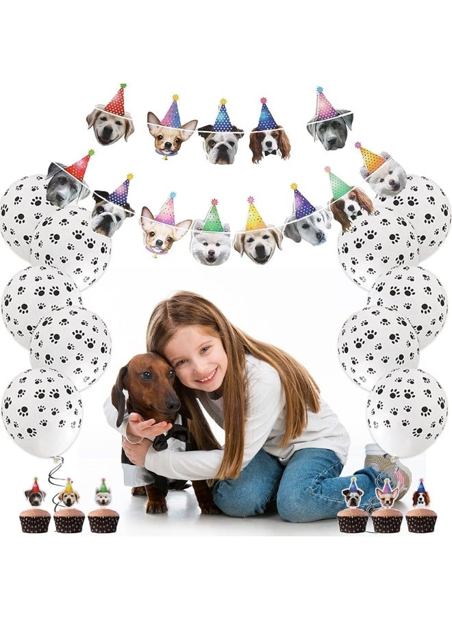 Bluegogo Dog Birthday Party Supplies Serves 20, Puppy Party Decorations Dog Party Plates Banner Napkins Paws Balloons Table Cover and Cake Topper for Doggy Kids Dog Party Decorations  - Image 4