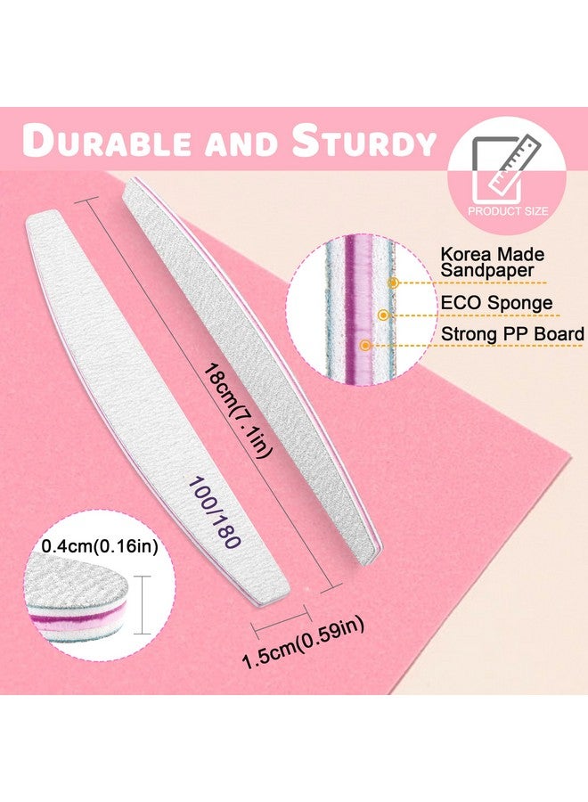 BLESWIN Professional Nail Files, Emery Board Nail File For Natural Nails 100/180/240 Grit Nail Files For Acrylic Nails 12Pcs Fine Grit Nail File Manicure Tools Coarse Fingernail Files (100/180 Grit) - Image 2