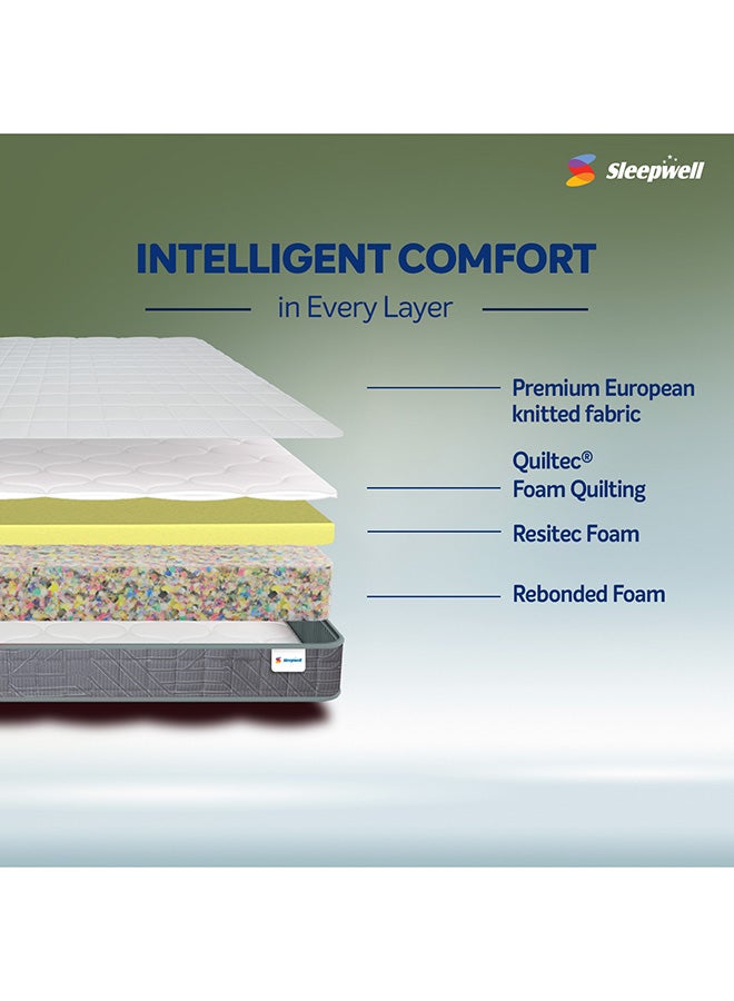 Sleepwell Durafirm Classic Mattress | Deep Back Support | Extra Firm Breathable Three-Layer Foam Structure with Quilting | Premium Knitted Fabric | 200x120x15 - Image 1