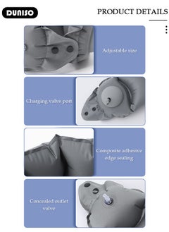 DUNISO Inflatable U-shaped Pillow,Inflatable Travel Pillow,Press the Automatic Inflatable Pillow, Ergonomic Design to Alleviate Sleep and Neck Fatigue, Portable Stowable Press Inflatable Neck Pillow for Airplanes, Cars, Travel, Office  - Image 2