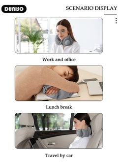 DUNISO Inflatable U-shaped Pillow,Inflatable Travel Pillow,Press the Automatic Inflatable Pillow, Ergonomic Design to Alleviate Sleep and Neck Fatigue, Portable Stowable Press Inflatable Neck Pillow for Airplanes, Cars, Travel, Office  - Image 3