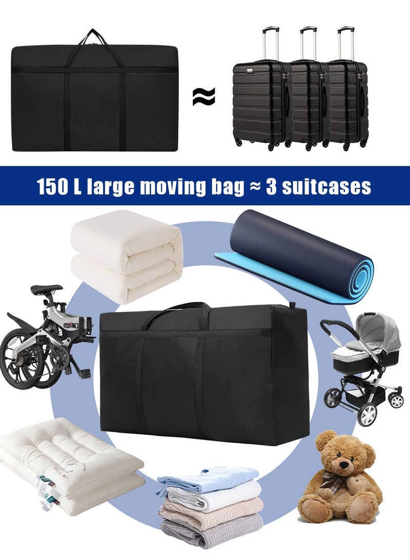 HomarKet 154L Extra Large Moving Bag with Strong Zippers & Handles | Heavy-Duty Storage Tote for Clothes, Bedding & Travel | Foldable, Waterproof Organizer for Moving and Space Saving - Image 2
