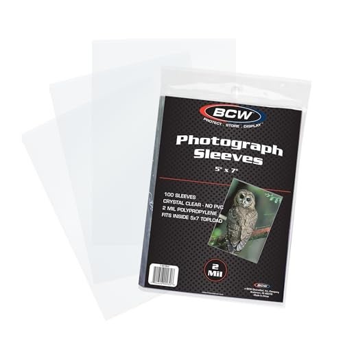 BCW 5x7 Photo Sleeves - 100 ct - Acid Free, No PVC | for Photo Books and Storage | Clear Plastic | Fits Sheet Protectors and Toploaders | Archival Quality - Image 1
