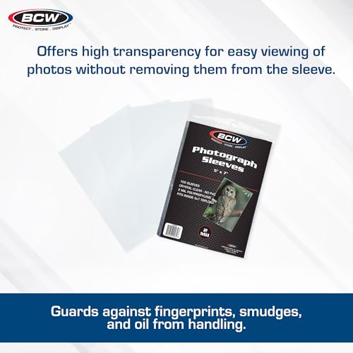 BCW 5x7 Photo Sleeves - 100 ct - Acid Free, No PVC | for Photo Books and Storage | Clear Plastic | Fits Sheet Protectors and Toploaders | Archival Quality - Image 2
