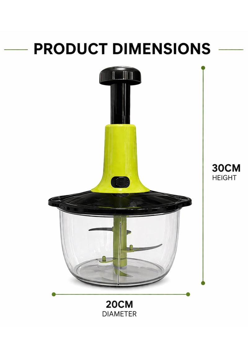 Toshionics Manual Food Processor Food Chopper 2.0L – Multifunctional Hand Push Vegetable Cutter with Stainless Steel Blades, Large Capacity Kitchen Chopper for Onion, Garlic, Meat and Salad - Image 4