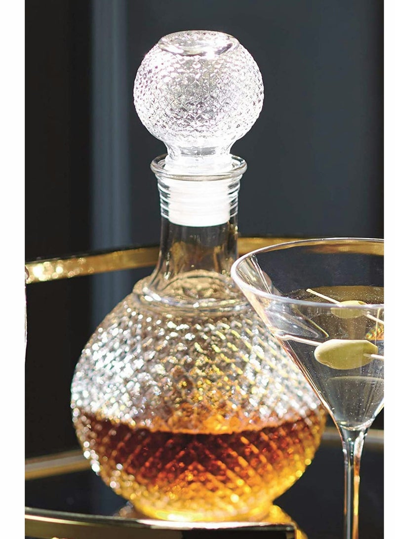Excefore CharmCollection Cut Glass Whisky and Brandy Decanter, 1 Litre Round Ball Shape Whiskey Wine Beer Water Drinking Glass Bottle Decanter Cap Stopper Decoration - Image 5