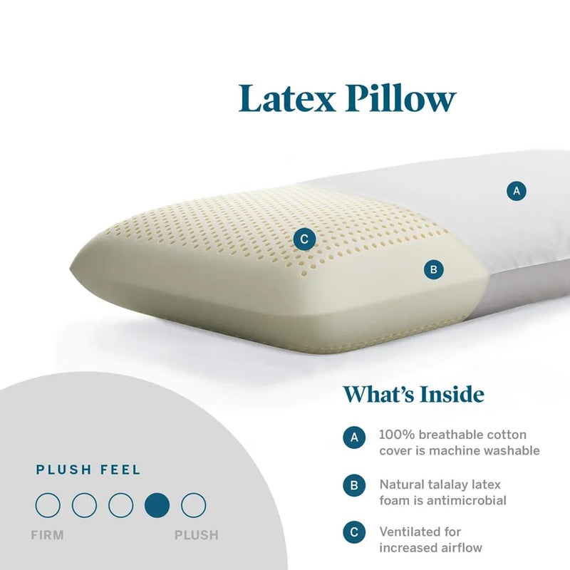 DAKSH 100 Netural Regular Latex PillowUltra Plush Latex Foam PillowBed Pillow for Sleeping Side and Stomach Sleepers with Inner Cotton Cover Pack of 2 White - Image 3