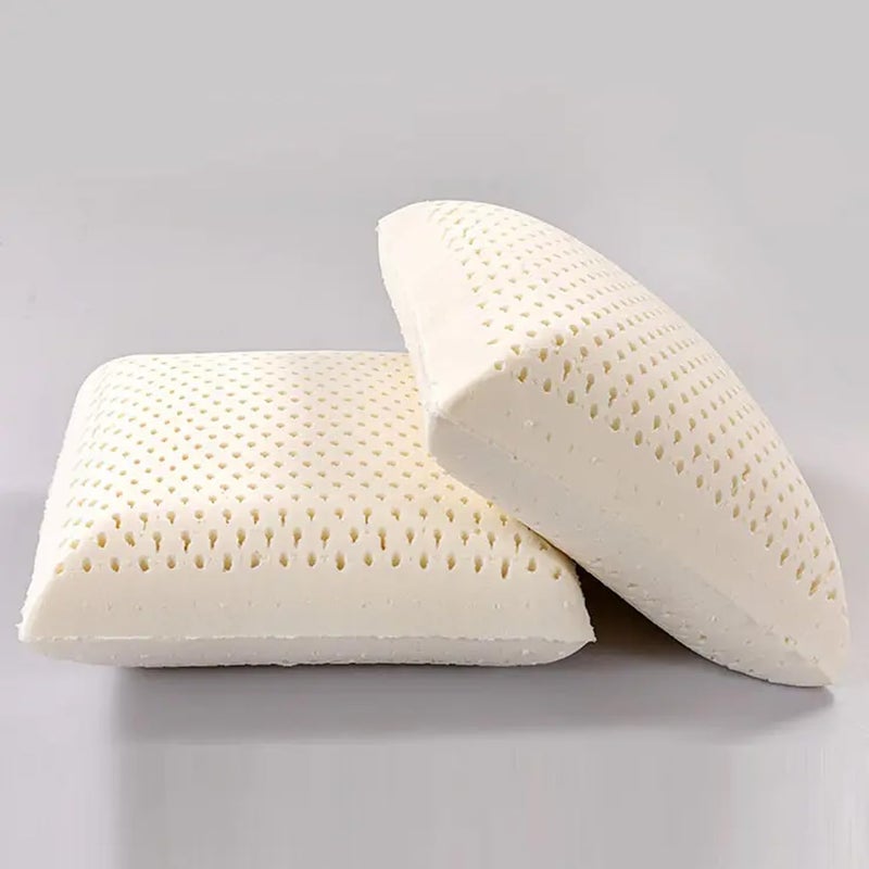 DAKSH 100 Netural Regular Latex PillowUltra Plush Latex Foam PillowBed Pillow for Sleeping Side and Stomach Sleepers with Inner Cotton Cover Pack of 2 White - Image 1