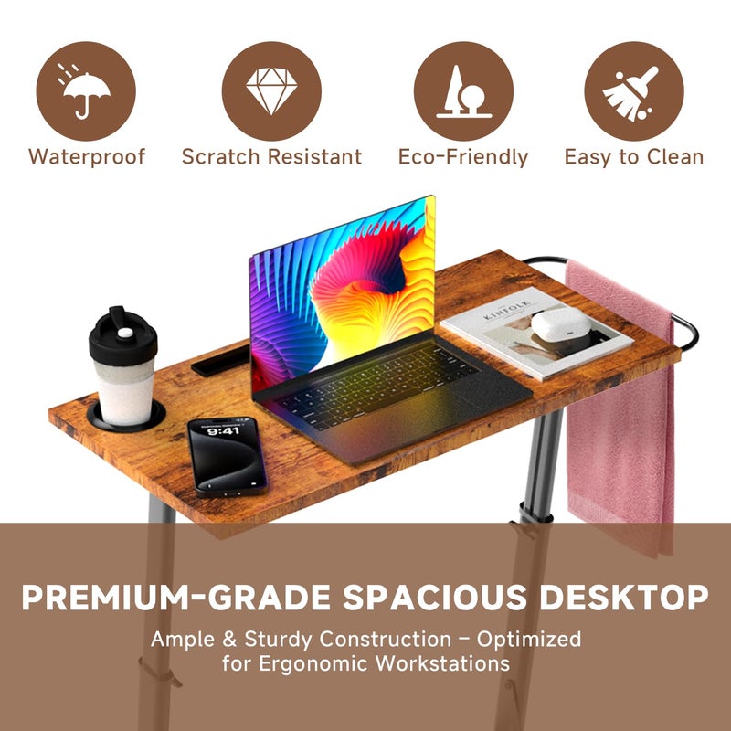 THAILE Adjustable Treadmill Walking Pad Desk, for Bike/Cycling Trainer, Workstation Standing Desk, Trainer Stand Table for Indoor, Treadmill Attachment-Exercise While Working or Watching TV, Rustic Brown - Image 3