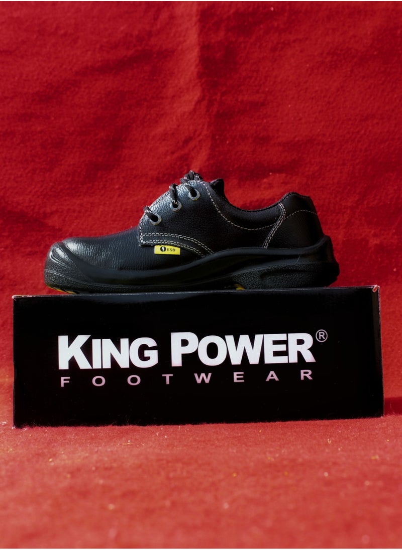 KING POWER - Steel Toe Boots for Men Work Boots Industrial Construction Non-Slip WaterProof Leather Shoes Anti-Puncture Safety Boots Breathable Comfortable Size:UK 8(BLACK) - Image 1