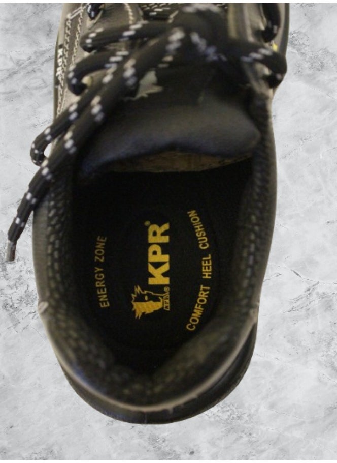 KING POWER - Steel Toe Boots for Men Work Boots Industrial Construction Non-Slip WaterProof Leather Shoes Anti-Puncture Safety Boots Breathable Comfortable Size:UK 8(BLACK) - Image 1