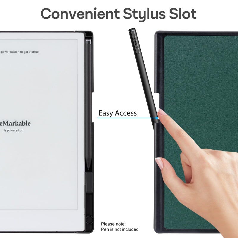 CoBak Case for Remarkable 2 Tablet - Lightweight and Hard Back Shell Protective Book Folio Cover with Built-in Pen Holder - Only for 10.3" 2020 Released (Dark Green) - Image 3