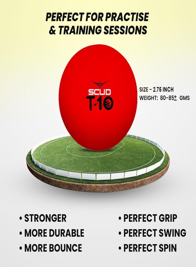 SCUD T10 PVC Wind Ball for Practice | Indoor & Outdoor Soft Training Cricket Ball for Coaching & Daily Practice | Lightweight 80-85 g Durable PVC Construction (Pack of 3pc Balls, Red) - Image 3